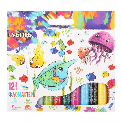 Фломастеры 12 цветов Devente Jumbo, утолщенные 5081230