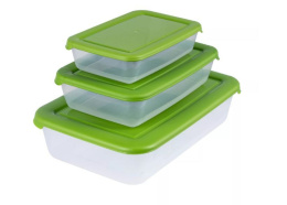 Контейнеры для СВЧ пластиковые набор 3шт. прямоугольные 0,45л, 0,9л, 1,9л Лайт Полимербыт С555