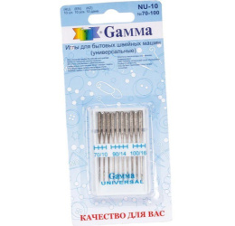 Набор игл для бытовых швейных машин 10шт. Gamma №70-100 универсальные, в блистере 23 209 617 93312
