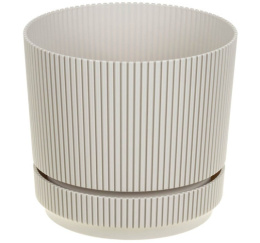 Кашпо пластиковое Стрип с поддоном 3,9л d-20см h-17,9см кремовый Idea М3248