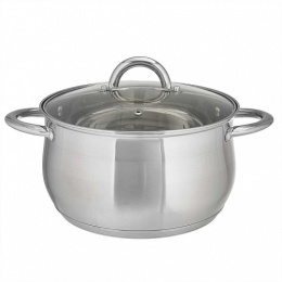 Кастрюля из нержавеющей стали  6,5л 240мм стеклянная крышка, Aurora Webber BE-355/2