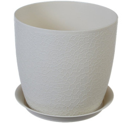 Кашпо пластиковое Верона с поддоном  2,3л d-16см h-14,5см белый ротанг Idea М3096