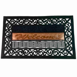 Коврик придверный резиновый с ворсом 45х 75см, вставка Welcome c бронзой Радужный Дом РД67130