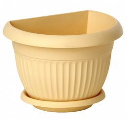 Кашпо пластиковое настенное Ливия с поддоном 3,6л d-22см h-15,4см, белая глина Idea М3111