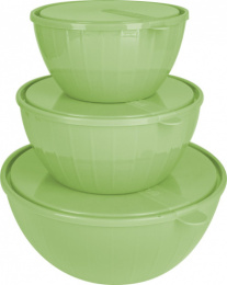 Салатники пластиковые набор 3 предмета Vanilla 5л + 2,8л + 1,7л с крышкой фисташка Sugar&Spice SE187112050