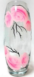 Ваза для цветов стеклянная бочонок h-26см Flora Капучино розовый, прозрачный/художка, в п/у Декор-Стиль Н 43966