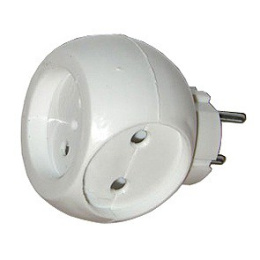 Тройник сетевой ТС-3  6А без заземления круглый, белый Веллконт