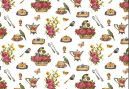 Клеенка столовая на тканевой основе ТВ 1,30х25м белый фон Колорит 541/0