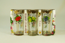 Набор стаканов стеклянных 6шт. 230мл высокие Ягодный сад, в п/у Декостек 146-Д