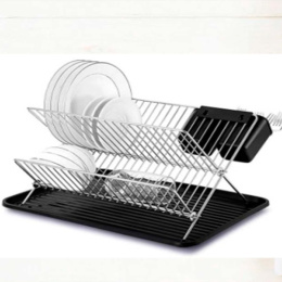 Тарелосушка металлическая 2 яруса с поддоном и сушилкой для столовых приборов 400х300мм Радужный Дом РД25513