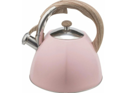 Чайник из нержавеющей стали со свистком 3,0л коричневая ручка, розовый Winner  WR-5062