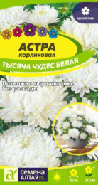 Астра Тысяча чудес белая карликовая 0,15г цветной пакет Семена Алтая