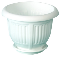 Кашпо пластиковое Лотос с поддоном 3,5л 23х23х17,5см белый Ар-Пласт 07022