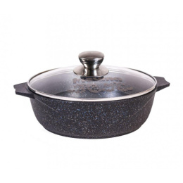 Жаровня алюминиевая литая с антиприг. покрытием Гранит Star 3л со стеклян. крышкой с металл. ручками Мечта 33803