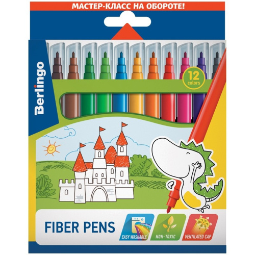Фломастеры 12 цветов Berlingo Замки, смываемые WP00212