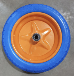 Колесо для тачки строительной/садовой литое 1-колесной полиуретановое 340мм, 3,00х8, внутренний d-16мм Mawipro PU1316
