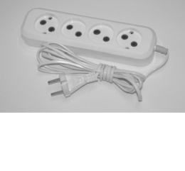 Удлинитель 4 розетки  3м  6А без заземления, ШВВП 2 х 0,75, 1300Вт, в пакете Веллконт У10-449