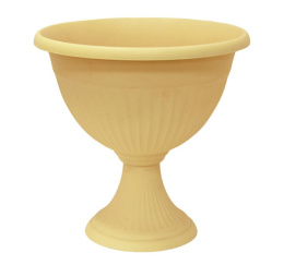 Вазон для цветов пластиковый Ливия низкий на ножке  7,0л d-31см h-33см белая глина Idea М3206