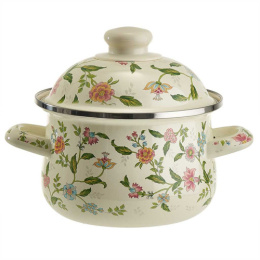 Кастрюля эмалированная Прованс 1,5л грушевидная с металл. крышкой Metalloni EM-1504