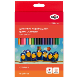 Карандаши цветные 18 цветов Гамма Мультики, трехгранные 290122 18  343206