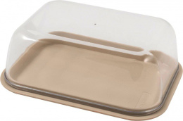 Масленка пластиковая прямоугольная 14,5х11х5,5см двухсторонняя, шоколадный мокко Plast Team PT9096МК-12