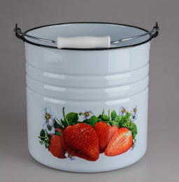 Ведро эмалированное 12л цилиндрическое без крышки с декором Магн, в ассортименте Эмаль Магнитогорск 1024/4