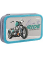 Пенал двухкамерный Бирюзовый мотоцикл, большой ПН-7055
