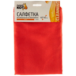 Салфетка из микрофибры 40х40см Замша, для автомобиля Рыжий кот CM-06/280103