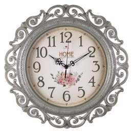 Часы настенные круглые d-41см Классика, ажурный оливковый с серебром Рубин 4126-010