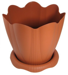 Горшок для цветов пластиковый Эдельвейс с поддоном 3л d-20см терракотовый Martika С192Т