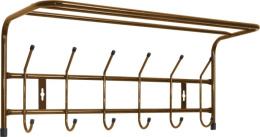 Вешалка настенная металлическая с полкой 6 крючков 60,5х26,5х24,5см, медный антик Nika ВП6М/А