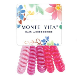 Резинки для волос Monte Vita набор   5шт. пружинка, 3см, оттенки розового 457060