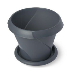 Кашпо пластиковое Флориана с поддоном 0,3л d-10см h-8см серый Martika С383/СЕР