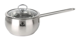 Ковш из нержавеющей стали 1,0л 140мм стеклянная крышка, Амалия Rashel R-10/10s