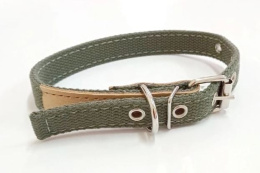 Ошейник для собак №1  2,0х50см двойной брезент, кожаный подпряжник