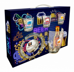 Набор дорожный стеклянный 5 предметов (пивная кружка + 3 стопки + пепельница) IDrink, в п/у Декостек 1205-Д