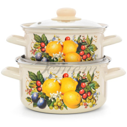 Эмаль набор посуды Эстет 2 предм. кастрюли цилиндрические со стеклян. крышками 2л, 3л Изобилие Эстет ЭТ-72954