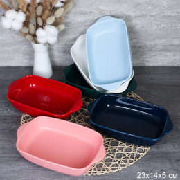 Форма для запекания керамическая жаропрочная прямоугольная 23х14х5см с ручками, цвета в ассортименте KU-118/728836