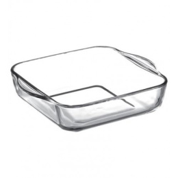 Форма для запекания стеклянная жаропрочная квадратная 22х22х6см 1,95л с ручками, в коробке Borcam 59034