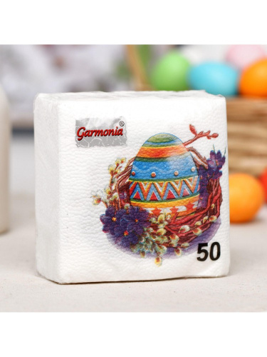 Салфетки бумажные  50шт. 24х24см однослойные Пасхальные Garmonia 4843809
