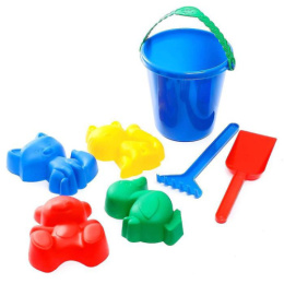 Набор для песочницы пластиковый  7 предметов №1: ведро, лопатка, грабли, формочки 4шт., в ассортименте Соломон 2881391
