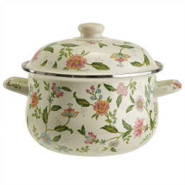 Кастрюля эмалированная Прованс 3,6л грушевидная с металл. крышкой Metalloni EM-1507