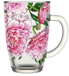 Кружка стеклянная 300мл Капучино Пион Декостек 334-Д