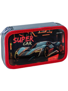 Пенал двухкамерный Черный суперкар, большой ПН-7053