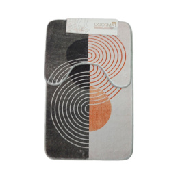 Комплект ковриков напольных для ванной и туалета 2пр. 50х 80см/40х50см Орнамент, велюр, оверлок Радужный Дом РД68274