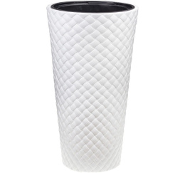 Кашпо пластиковое напольное Ротанг со вставкой 34х63см 9/42л белый Idea М3407