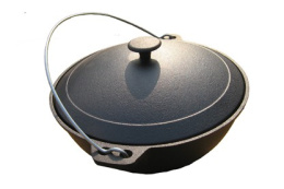 Казан чугунный  6л с крышкой и металлической дужкой Myron cook МС0062