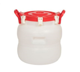 Бочка  30л пластиковая пищевая круглая, горловина d-27,5см, с навесными ручками, герметичная, белая Радиан