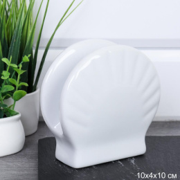 Салфетница фарфоровая Ракушка 100х40х100мм, белый LU-103/726034