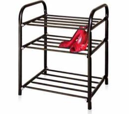 Этажерка для обуви металлическая узкая 3 полки 50х33х45см, Комфорт 1 черный Nika ЭТК1/Ч